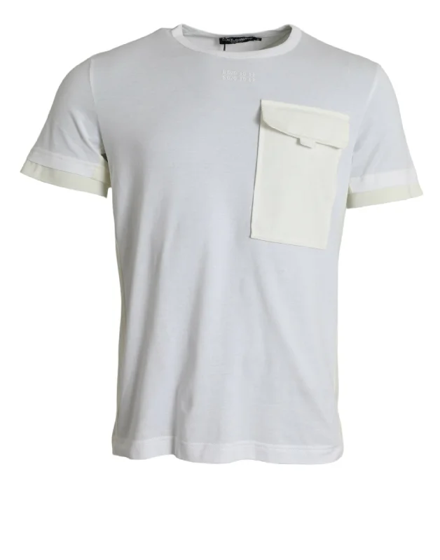 Men's distressed denim - look t - shirts with a rugged appealDolce & Gabbana Elegant  Crew Neck Cotton Men's Tee