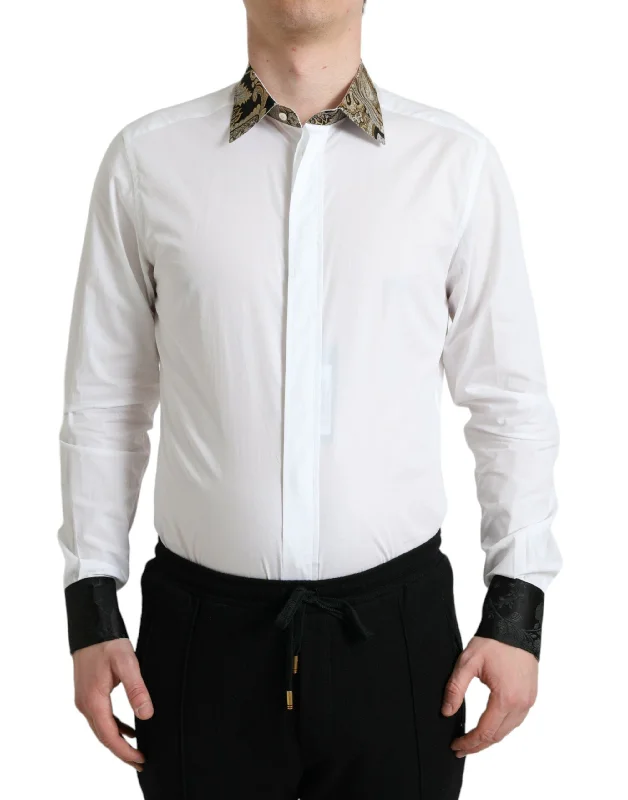 Men's thermal t - shirts with a high - neck design for cold weatherDolce & Gabbana Elegant Detail Dress Men's Shirt Men's thermal t - shirts with a high - neck design for cold weatherDolce & Gabbana Elegant Detail Dress Men's Shirt