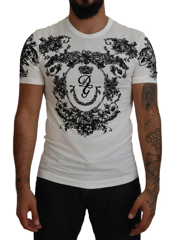 Men's tie - dye t - shirts with a bohemian styleDolce & Gabbana Elegant Floral Crown Men's Tee Men's tie - dye t - shirts with a bohemian styleDolce & Gabbana Elegant Floral Crown Men's Tee