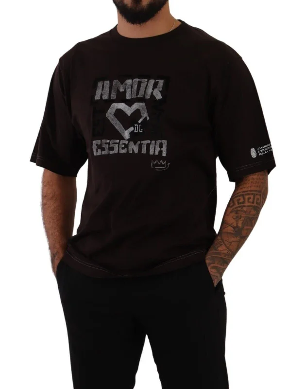 Men's slim - fit graphic t - shirts with vintage rock band printsDolce & Gabbana Elegant  L'Amore Crew Neck Men's Tee