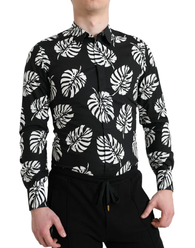 Men's tie - dye t - shirts with a bohemian styleDolce & Gabbana Elegant Leaf Print Slim Fit Dress Men's Shirt Men's tie - dye t - shirts with a bohemian styleDolce & Gabbana Elegant Leaf Print Slim Fit Dress Men's Shirt