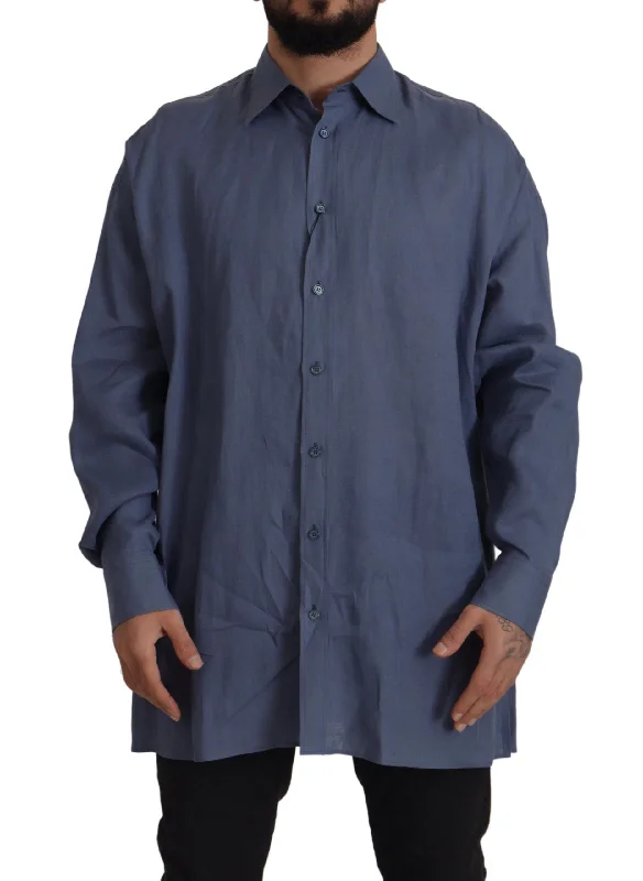 Men's thermal t - shirts with a high - neck design for cold weatherDolce & Gabbana Elegant Linen Dress Men's Shirt Men's thermal t - shirts with a high - neck design for cold weatherDolce & Gabbana Elegant Linen Dress Men's Shirt