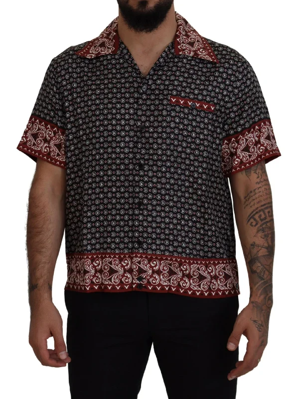 Men's slim - fit graphic t - shirts with vintage rock band printsDolce & Gabbana Elegant Silk Casual Men's Shirt Men's slim - fit graphic t - shirts with vintage rock band printsDolce & Gabbana Elegant Silk Casual Men's Shirt