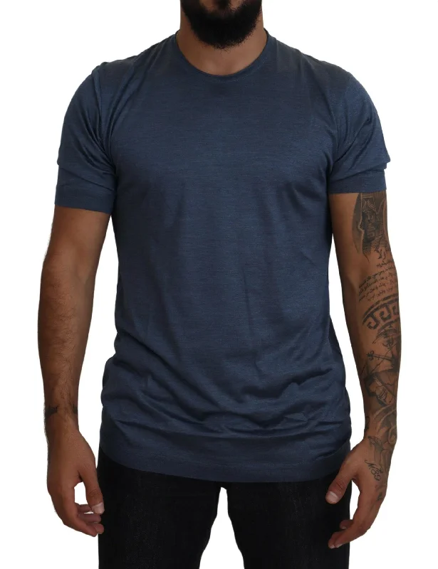 Men's short - sleeve linen t - shirts for summer beach outingsDolce & Gabbana Elegant Silk Crewneck Men's Tee Men's short - sleeve linen t - shirts for summer beach outingsDolce & Gabbana Elegant Silk Crewneck Men's Tee