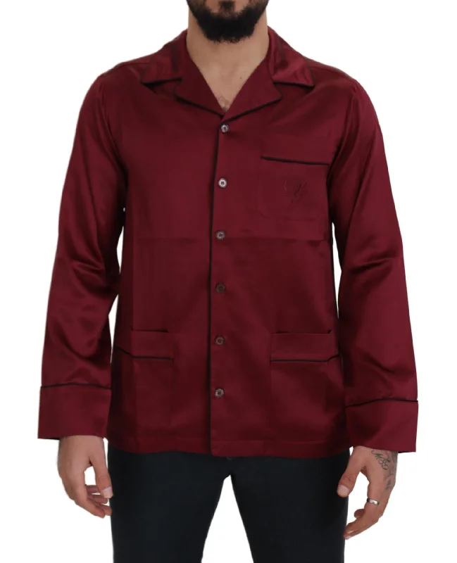 Men's thermal t - shirts with a high - neck design for cold weatherDolce & Gabbana Elegant Silk Nightshirt Men's Pajama Men's thermal t - shirts with a high - neck design for cold weatherDolce & Gabbana Elegant Silk Nightshirt Men's Pajama