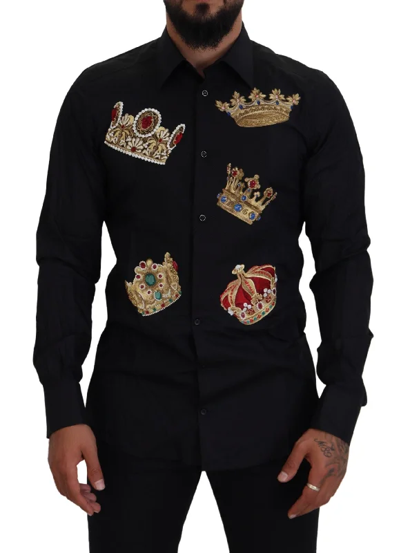 Men's antimicrobial t - shirts for odor - free freshness during travelDolce & Gabbana Elegant Slim Fit Dress Shirt with Crown Men's Embroidery Men's antimicrobial t - shirts for odor - free freshness during travelDolce & Gabbana Elegant Slim Fit Dress Shirt with Crown Men's Embroidery