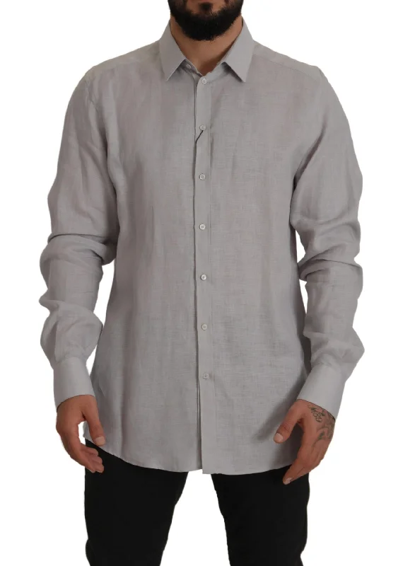 Men's ribbed t - shirts with a textured finish for added styleDolce & Gabbana Elegant Slim Fit Linen Men's Shirt Men's ribbed t - shirts with a textured finish for added styleDolce & Gabbana Elegant Slim Fit Linen Men's Shirt