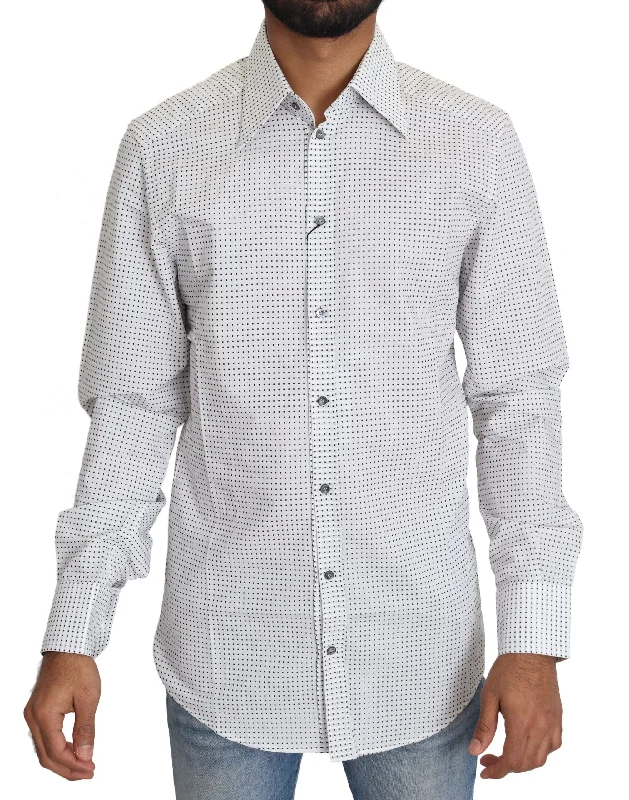 Men's distressed denim - look t - shirts with a rugged appealDolce & Gabbana Elegant Slim Fit Polka Dot Dress Men's Shirt Men's distressed denim - look t - shirts with a rugged appealDolce & Gabbana Elegant Slim Fit Polka Dot Dress Men's Shirt