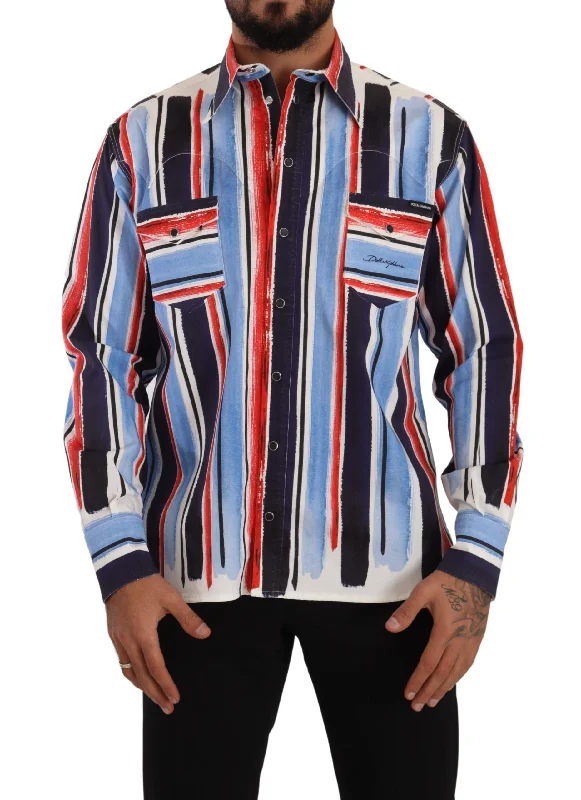 Men's antimicrobial t - shirts for odor - free freshness during travelDolce & Gabbana Elegant Striped Cotton Shirt with Men's Pockets Men's antimicrobial t - shirts for odor - free freshness during travelDolce & Gabbana Elegant Striped Cotton Shirt with Men's Pockets