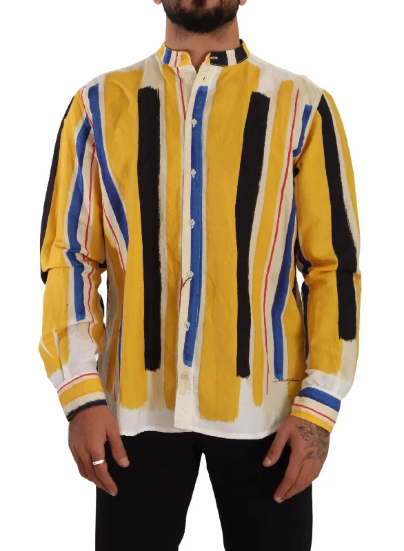 Men's tie - dye t - shirts with a bohemian styleDolce & Gabbana Elegant Striped Henley Men's Shirt Men's tie - dye t - shirts with a bohemian styleDolce & Gabbana Elegant Striped Henley Men's Shirt