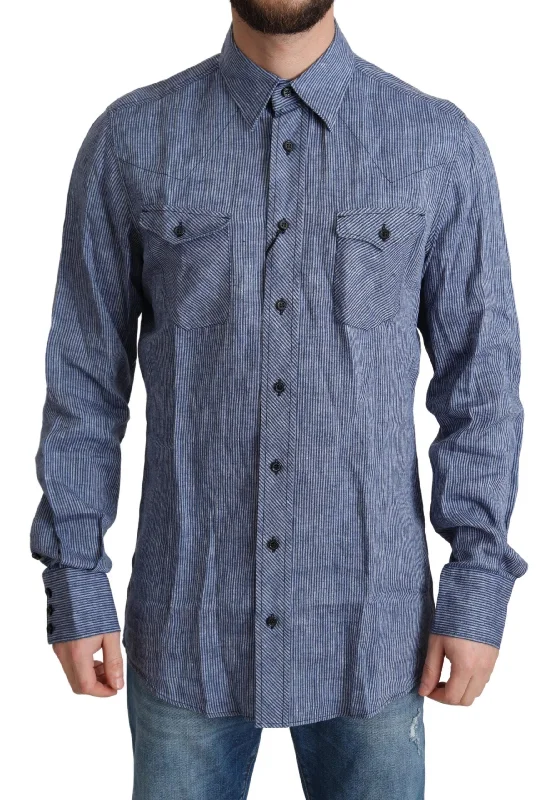Men's printed Hawaiian t - shirts for tropical vacationsDolce & Gabbana Elegant Striped Linen Button-Down Men's Shirt Men's printed Hawaiian t - shirts for tropical vacationsDolce & Gabbana Elegant Striped Linen Button-Down Men's Shirt