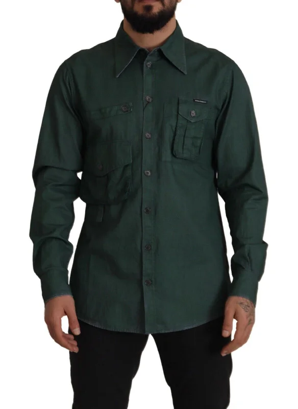 Men's UV - protection t - shirts for outdoor activities in the sunDolce & Gabbana Emerald Elegance Slim Fit Casual Men's Shirt Men's UV - protection t - shirts for outdoor activities in the sunDolce & Gabbana Emerald Elegance Slim Fit Casual Men's Shirt