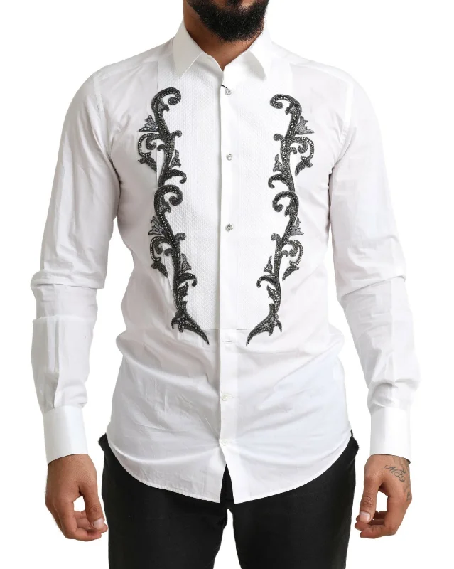 Men's distressed denim - look t - shirts with a rugged appealDolce & Gabbana Italian Designer Slim Fit Tuxedo Men's Shirt Men's distressed denim - look t - shirts with a rugged appealDolce & Gabbana Italian Designer Slim Fit Tuxedo Men's Shirt