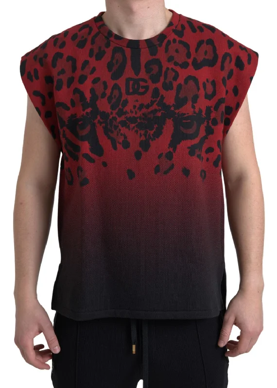 Men's thermal t - shirts with a high - neck design for cold weatherDolce & Gabbana Leopard Print Cotton Tank Men's Top Men's thermal t - shirts with a high - neck design for cold weatherDolce & Gabbana Leopard Print Cotton Tank Men's Top