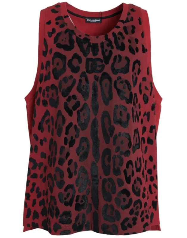 Men's polo t - shirts with a contrast collar for a preppy lookDolce & Gabbana Leopard Print Sleeveless Tank Men's T-shirt Men's polo t - shirts with a contrast collar for a preppy lookDolce & Gabbana Leopard Print Sleeveless Tank Men's T-shirt
