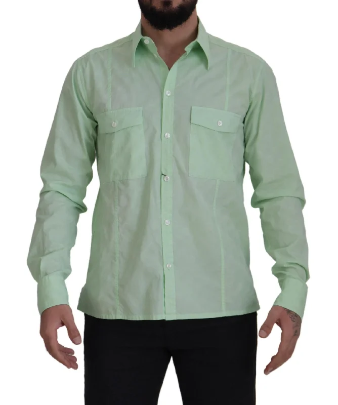Men's smart - casual checkered t - shirts for semi - formal occasionsDolce & Gabbana Mint Slim Fit Casual Button-Down Men's Shirt Men's smart - casual checkered t - shirts for semi - formal occasionsDolce & Gabbana Mint Slim Fit Casual Button-Down Men's Shirt