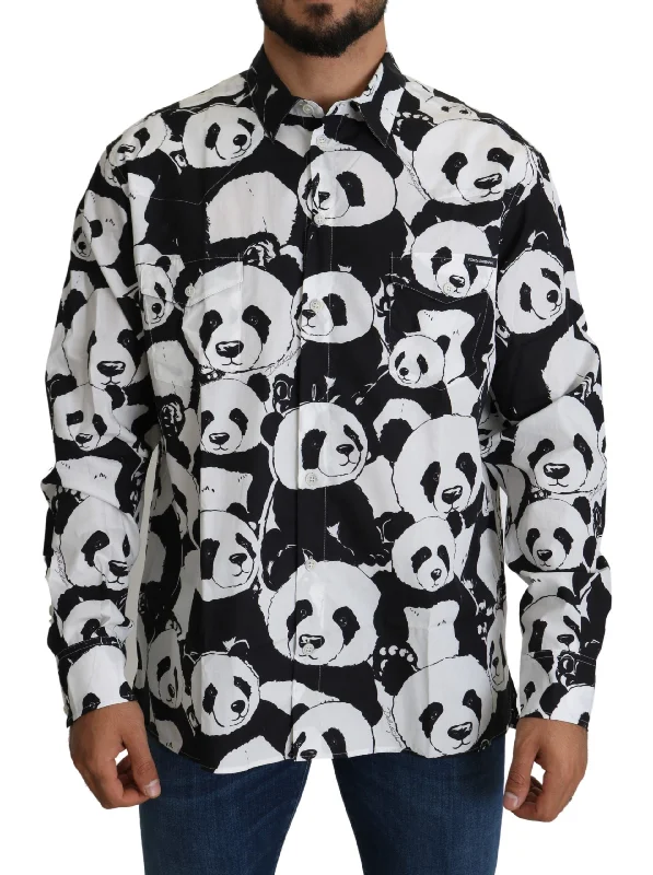 Men's mock - neck t - shirts with a modern and sleek styleDolce & Gabbana Panda Print Pure Cotton Shirt - Men's Men's mock - neck t - shirts with a modern and sleek styleDolce & Gabbana Panda Print Pure Cotton Shirt - Men's