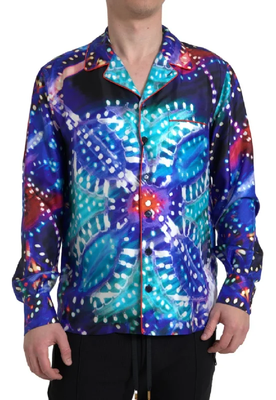 Men's tie - dye t - shirts with a bohemian styleDolce & Gabbana Psychedelic Print Silk Pajama Men's Shirt Men's tie - dye t - shirts with a bohemian styleDolce & Gabbana Psychedelic Print Silk Pajama Men's Shirt