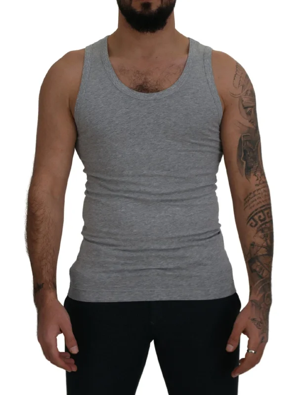 Men's slim - fit graphic t - shirts with vintage rock band printsDolce & Gabbana Sleek Sleeveless Cotton Tank Men's Top Men's slim - fit graphic t - shirts with vintage rock band printsDolce & Gabbana Sleek Sleeveless Cotton Tank Men's Top