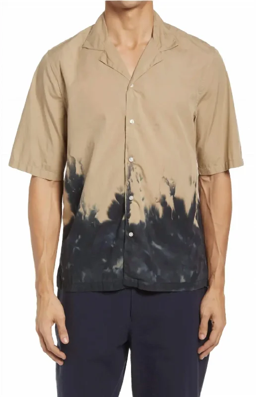 Men's smart - casual checkered t - shirts for semi - formal occasionsEren Short Sleeves Dip Dyed Shirt In Khaki,black Men's smart - casual checkered t - shirts for semi - formal occasionsEren Short Sleeves Dip Dyed Shirt In Khaki,black