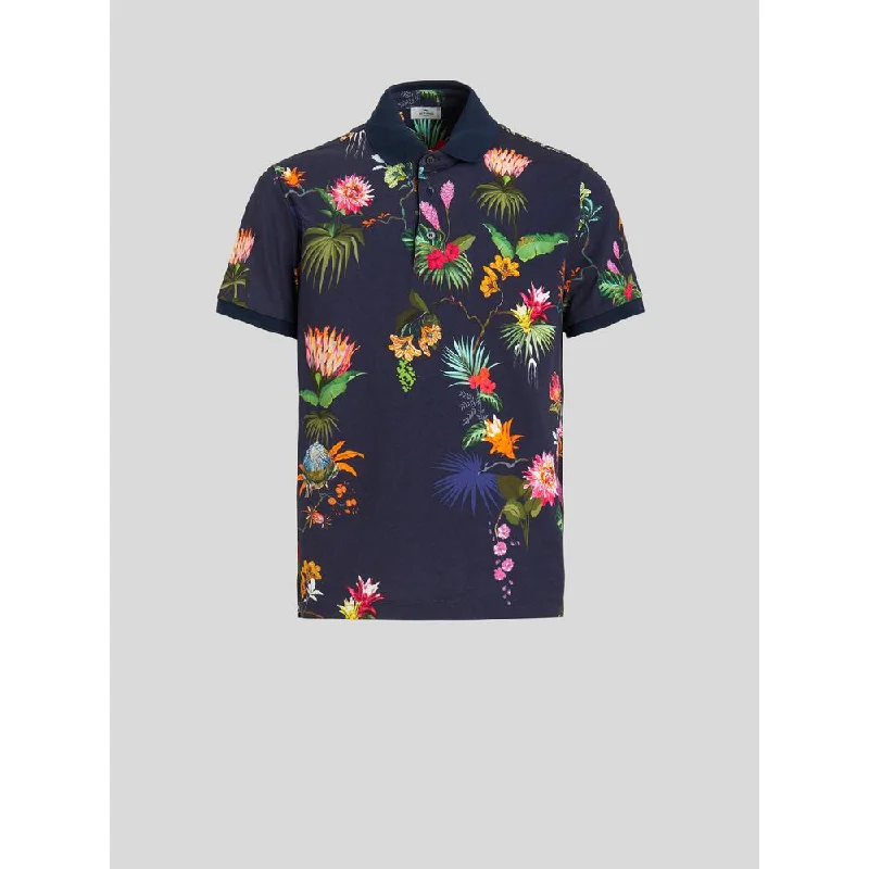 Men's tie - dye t - shirts with a bohemian styleFloral Jersey Polo Shirt