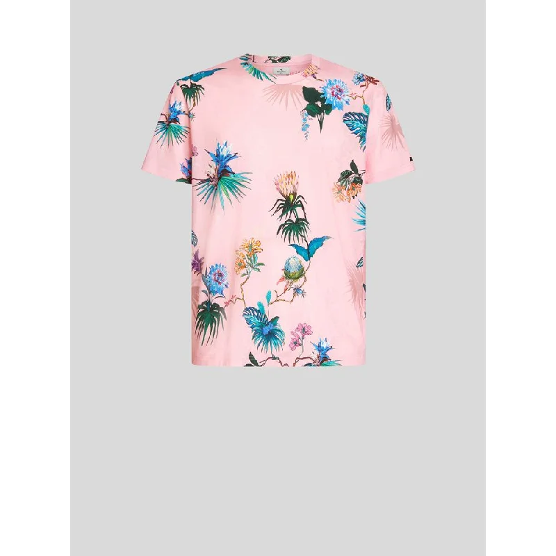 Men's button - front t - shirts with a unique artistic printFloral T-shirt