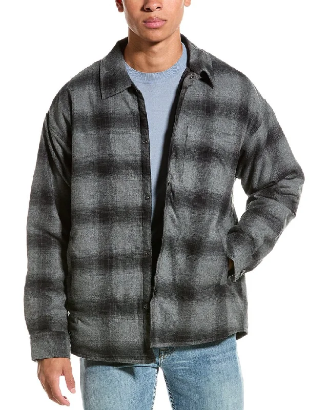 Men's short - sleeve linen t - shirts for summer beach outingsFRAME Denim Padded Plaid Overshirt Men's short - sleeve linen t - shirts for summer beach outingsFRAME Denim Padded Plaid Overshirt