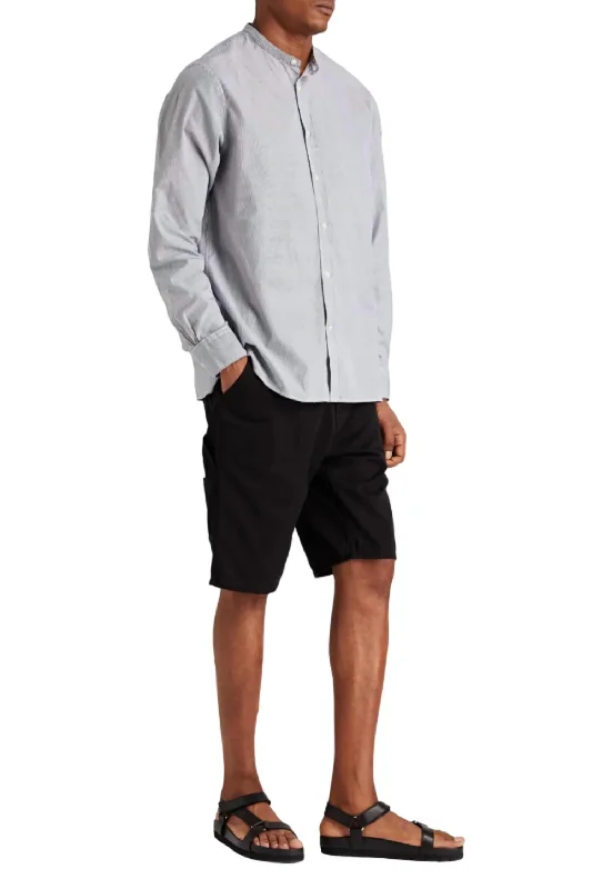 Men's thermal t - shirts with a high - neck design for cold weatherGaston Striped Cotton Poplin Shirt In Black,white Men's thermal t - shirts with a high - neck design for cold weatherGaston Striped Cotton Poplin Shirt In Black,white