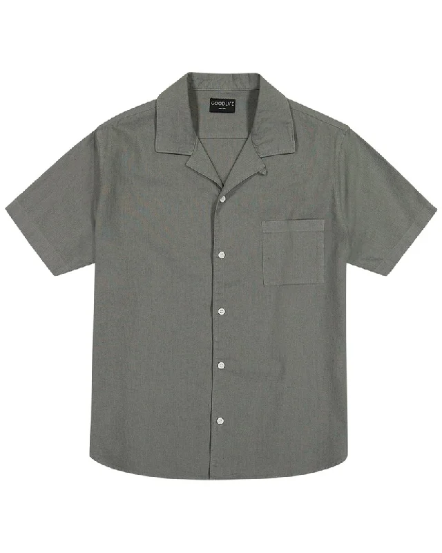 Men's thermal t - shirts with a high - neck design for cold weatherGoodlife Clothing Camp Collar Linen-Blend Shirt Men's thermal t - shirts with a high - neck design for cold weatherGoodlife Clothing Camp Collar Linen-Blend Shirt