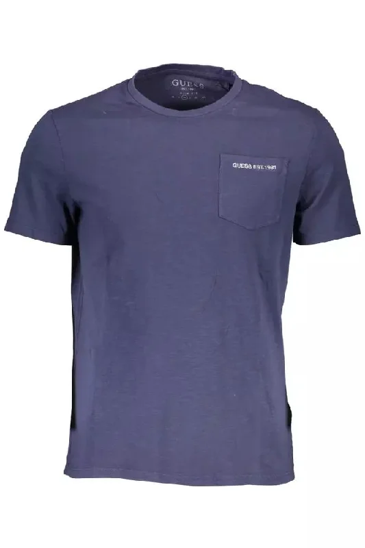 Men's polo t - shirts with a contrast collar for a preppy lookGuess Jeans Chic Embroide Pocket Tee in Sapphire Men's Hue Men's polo t - shirts with a contrast collar for a preppy lookGuess Jeans Chic Embroide Pocket Tee in Sapphire Men's Hue