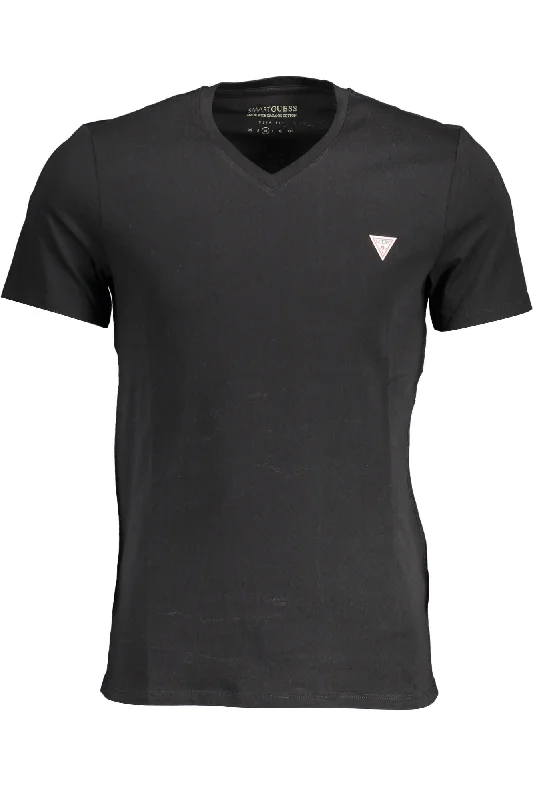 Men's distressed denim - look t - shirts with a rugged appealGuess Jeans Sleek V-Neck Logo Tee in Classic Men's