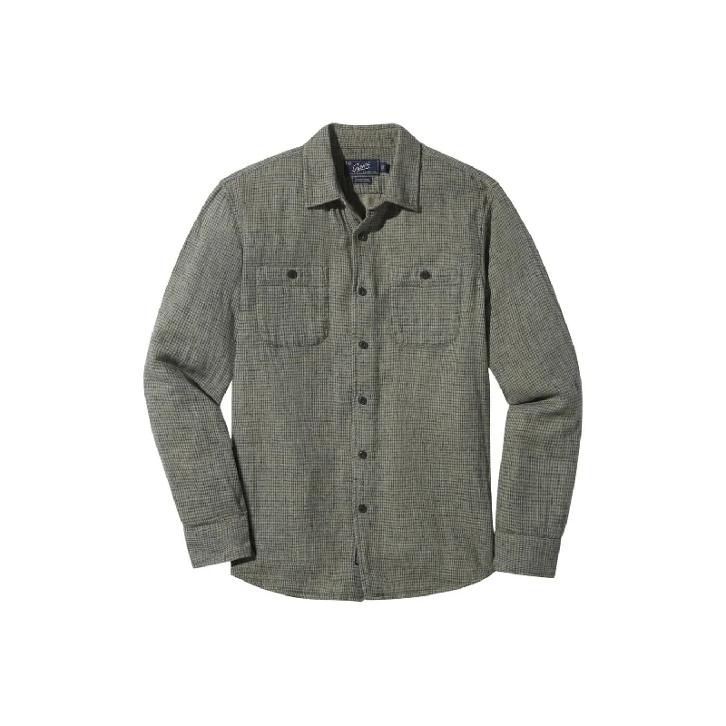 Men's eco - friendly recycled t - shirts for sustainable fashion choicesHoundstooth Double Cloth Workshirt In Sage Men's eco - friendly recycled t - shirts for sustainable fashion choicesHoundstooth Double Cloth Workshirt In Sage