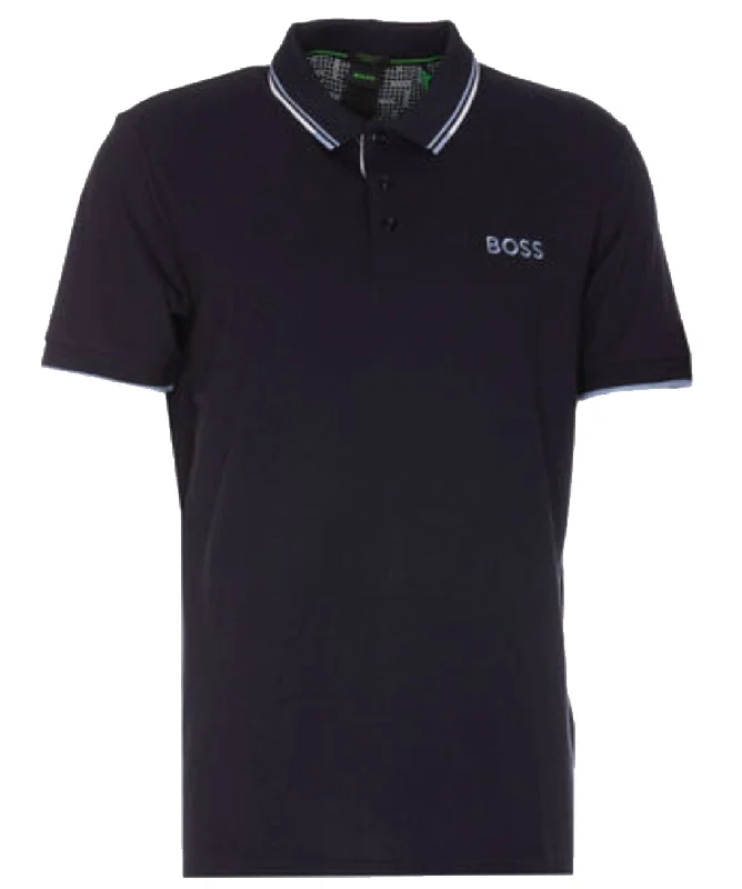 Men's short - sleeve linen t - shirts for summer beach outingsHUGO BOSS Men Paddy Pro Contrast Color Cotton Stretch Polo Shirt Indigo Blue Men's short - sleeve linen t - shirts for summer beach outingsHUGO BOSS Men Paddy Pro Contrast Color Cotton Stretch Polo Shirt Indigo Blue