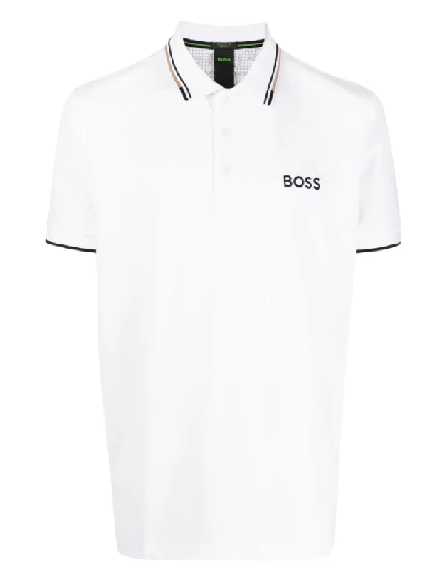 Men's button - front t - shirts with a unique artistic printHUGO BOSS Men Paddy Pro Polo Shirt Ice White Short Sleeve T-Shirt Men's button - front t - shirts with a unique artistic printHUGO BOSS Men Paddy Pro Polo Shirt Ice White Short Sleeve T-Shirt