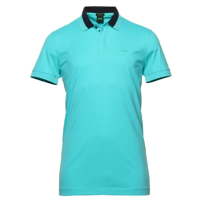 Men's thermal t - shirts with a high - neck design for cold weatherHugo Boss Men's Paddy 1 Polo Shirt with 3D Collar, Turquoise Men's thermal t - shirts with a high - neck design for cold weatherHugo Boss Men's Paddy 1 Polo Shirt with 3D Collar, Turquoise