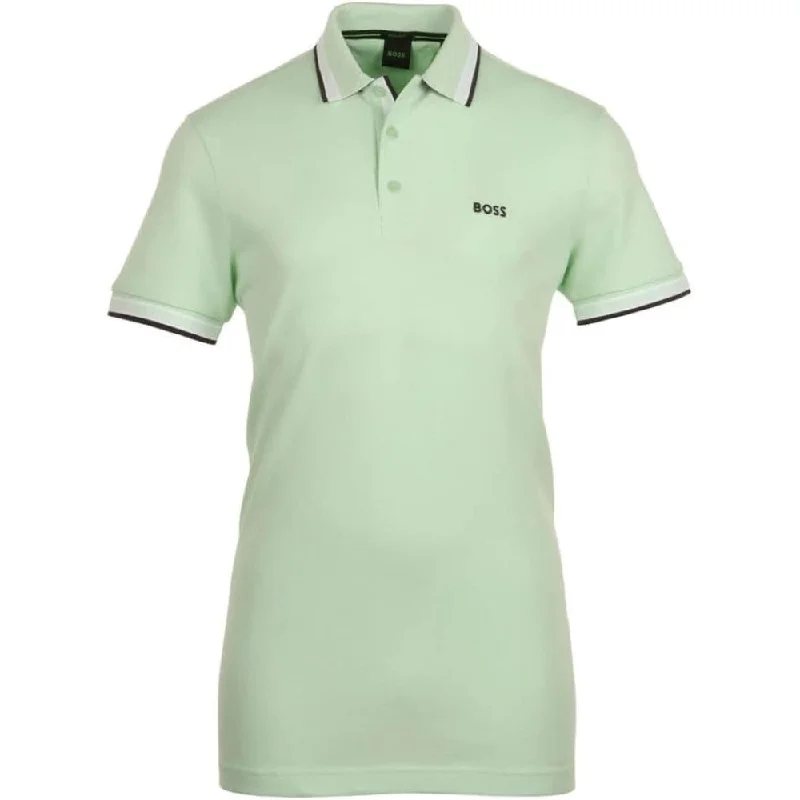 Men's button - front t - shirts with a unique artistic printHugo Boss Men's Paddy Short Sleeve Contrast Color Polo Shirt, Pastel Green Men's button - front t - shirts with a unique artistic printHugo Boss Men's Paddy Short Sleeve Contrast Color Polo Shirt, Pastel Green