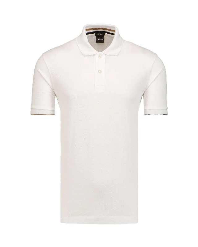 Men's button - front t - shirts with a unique artistic printHugo Boss Men's Parlay 211 Pique Cotton Short Sleeve Polo Shirt, White Men's button - front t - shirts with a unique artistic printHugo Boss Men's Parlay 211 Pique Cotton Short Sleeve Polo Shirt, White
