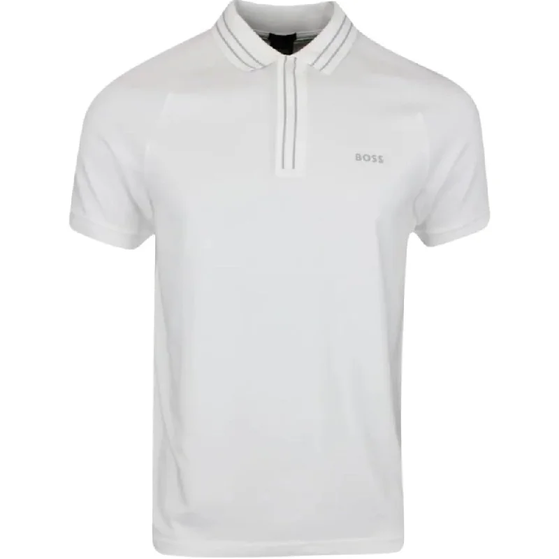 Men's moisture - wicking athletic t - shirts for intense workoutsHugo Boss Men's Paule 2 Slim Fit Cotton Polo T-Shirt w/ Gray Stripes, White Men's moisture - wicking athletic t - shirts for intense workoutsHugo Boss Men's Paule 2 Slim Fit Cotton Polo T-Shirt w/ Gray Stripes, White