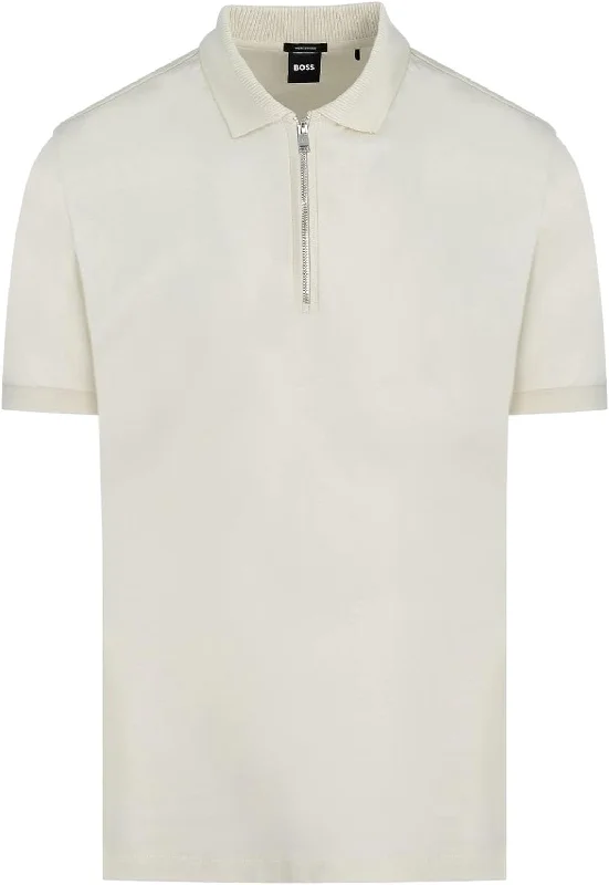 Men's distressed denim - look t - shirts with a rugged appealHugo Boss Men's Polston 11 Half Zip Short Sleeve Slim Fit Polo Shirt, White Men's distressed denim - look t - shirts with a rugged appealHugo Boss Men's Polston 11 Half Zip Short Sleeve Slim Fit Polo Shirt, White