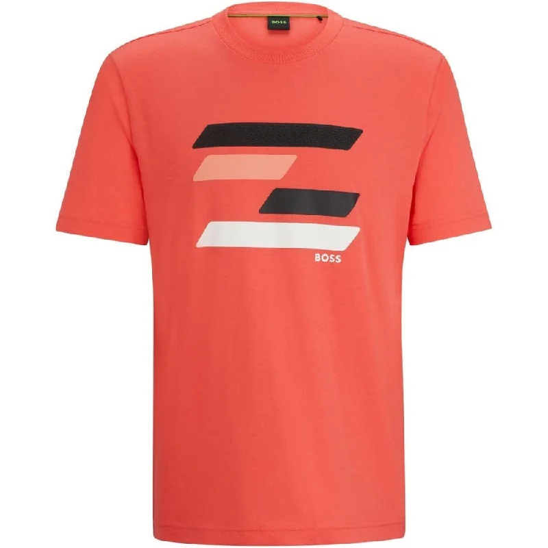 Men's tie - dye t - shirts with a bohemian styleHugo Boss Men's Tee 3 Logo Short Sleeve T-Shirt, Pink Flag Men's tie - dye t - shirts with a bohemian styleHugo Boss Men's Tee 3 Logo Short Sleeve T-Shirt, Pink Flag
