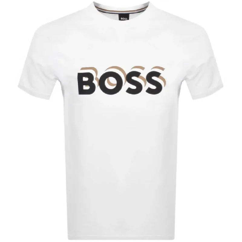 Men's distressed denim - look t - shirts with a rugged appealHugo Boss Men's Tiburt 427 3D Logo Short Sleeve Shirt, White Men's distressed denim - look t - shirts with a rugged appealHugo Boss Men's Tiburt 427 3D Logo Short Sleeve Shirt, White