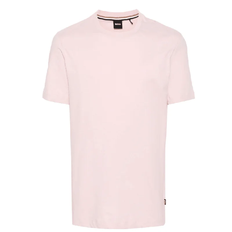Men's UV - protection t - shirts for outdoor activities in the sunHugo Boss Men's Tiburt 456 Linen Crew Neck Short Sleeve T-Shirt, Pink Men's UV - protection t - shirts for outdoor activities in the sunHugo Boss Men's Tiburt 456 Linen Crew Neck Short Sleeve T-Shirt, Pink