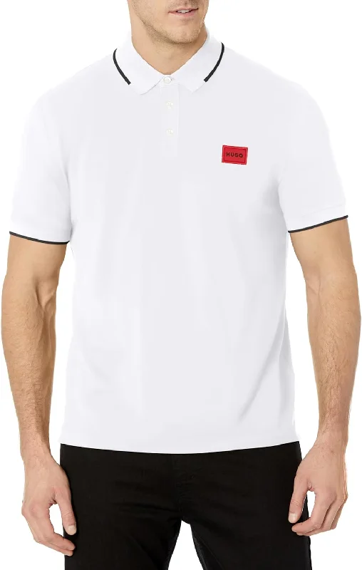 Men's eco - friendly recycled t - shirts for sustainable fashion choicesHugo Men's Deresino232 Square Logo Polo Shirt, White Men's eco - friendly recycled t - shirts for sustainable fashion choicesHugo Men's Deresino232 Square Logo Polo Shirt, White