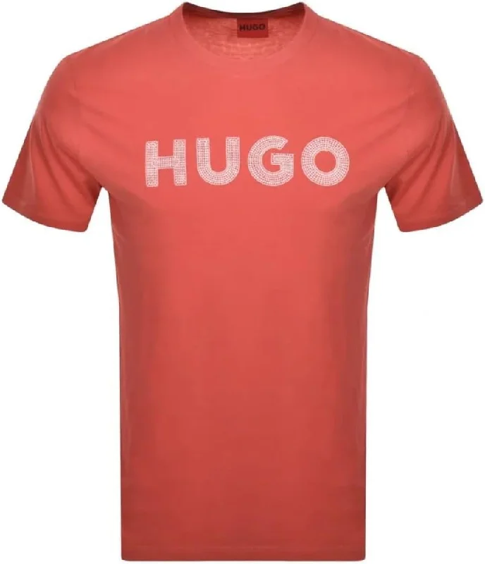 Men's mock - neck t - shirts with a modern and sleek styleHugo Men's Drochet Embroidered Logo Short Sleeve T-Shirt, Medium Red Men's mock - neck t - shirts with a modern and sleek styleHugo Men's Drochet Embroidered Logo Short Sleeve T-Shirt, Medium Red