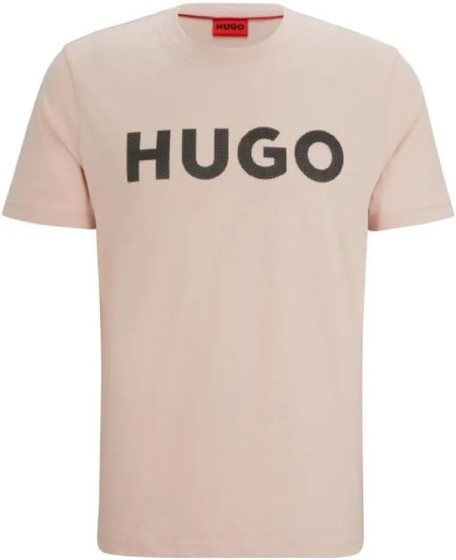 Men's distressed denim - look t - shirts with a rugged appealHugo Men's Dulivio U242 Print Logo Short Sleeve T-Shirt, Pastel Pink Men's distressed denim - look t - shirts with a rugged appealHugo Men's Dulivio U242 Print Logo Short Sleeve T-Shirt, Pastel Pink