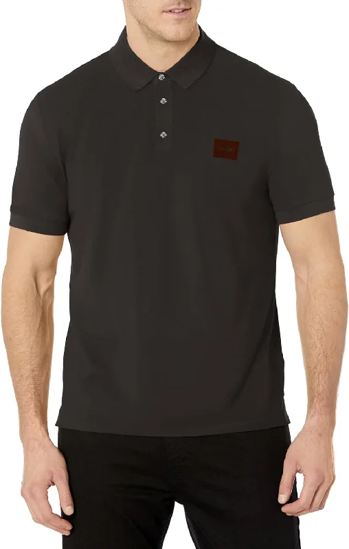 Men's moisture - wicking athletic t - shirts for intense workoutsHUGO Men's Square Logo Cotton Polo Shirt Black Short Sleeve Men's moisture - wicking athletic t - shirts for intense workoutsHUGO Men's Square Logo Cotton Polo Shirt Black Short Sleeve