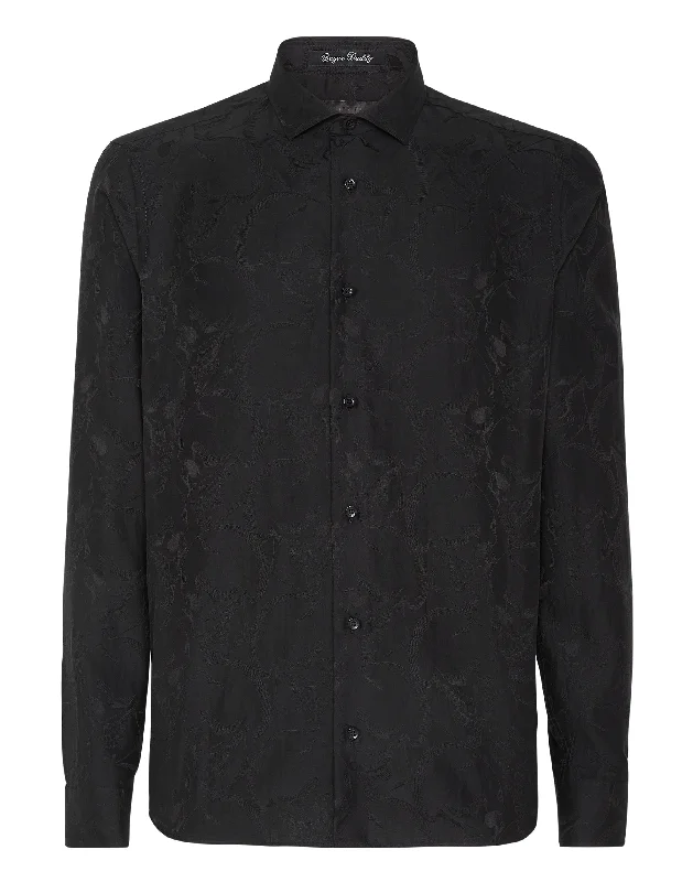 Men's short - sleeve linen t - shirts for summer beach outingsJacquard Shirt Sugar Daddy Cut LS Skull Men's short - sleeve linen t - shirts for summer beach outingsJacquard Shirt Sugar Daddy Cut LS Skull