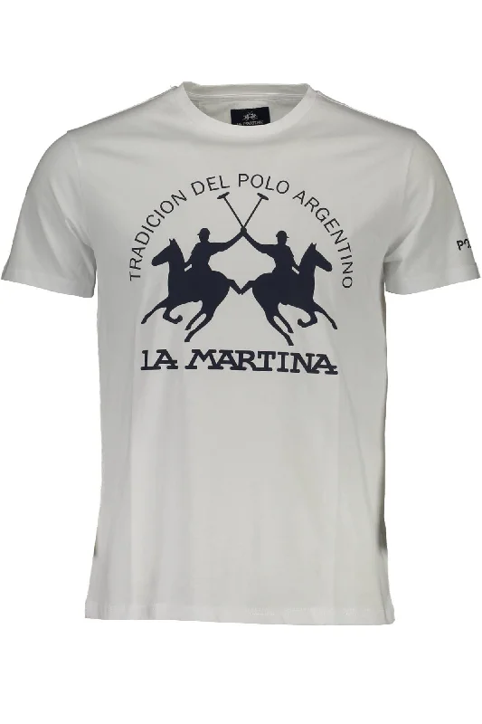 Men's lightweight performance t - shirts for running marathonsLa Martina Crisp Cotton Crew Neck Tee with Logo Men's Print Men's lightweight performance t - shirts for running marathonsLa Martina Crisp Cotton Crew Neck Tee with Logo Men's Print