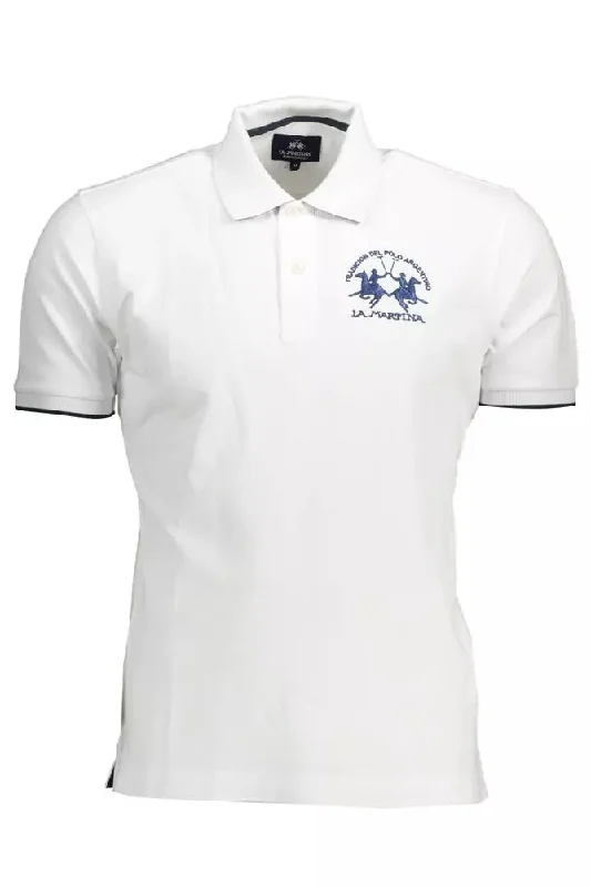 Men's thermal t - shirts with a high - neck design for cold weatherLa Martina Elegant Polo with Contrasting Men's Embroidery Men's thermal t - shirts with a high - neck design for cold weatherLa Martina Elegant Polo with Contrasting Men's Embroidery