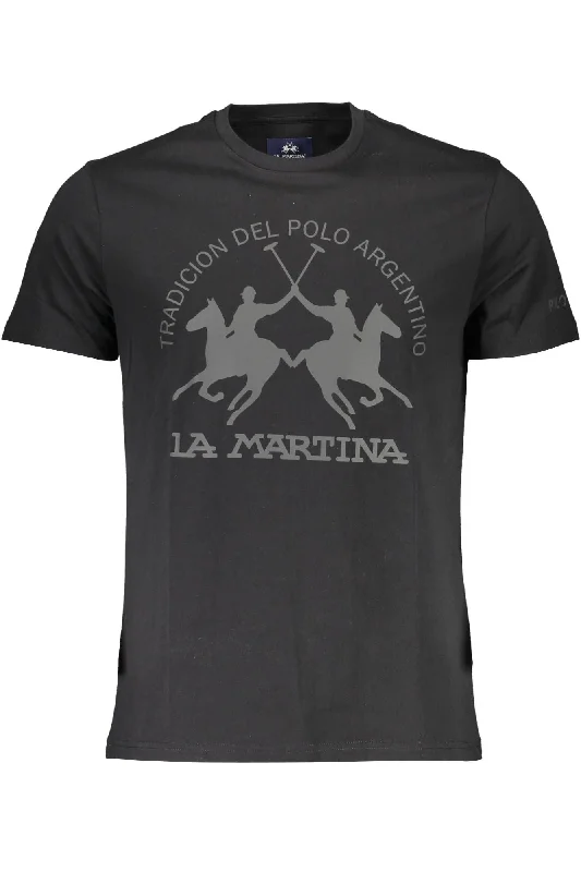 Men's button - front t - shirts with a unique artistic printLa Martina Sleek Cotton Tee with Elegant Men's Print Men's button - front t - shirts with a unique artistic printLa Martina Sleek Cotton Tee with Elegant Men's Print
